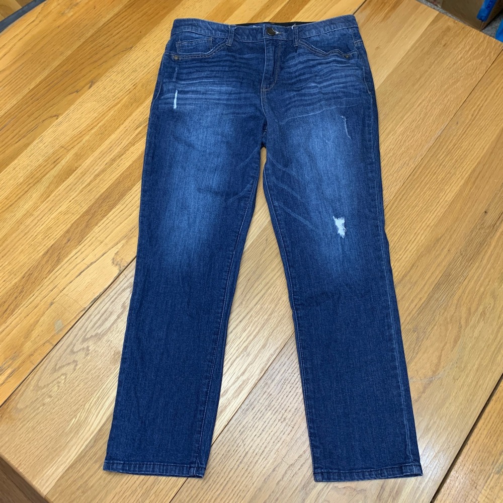 Democracy Absolution Straight‎ Leg Jeans Dark Wash Distressed B1877E3RJ Size 8